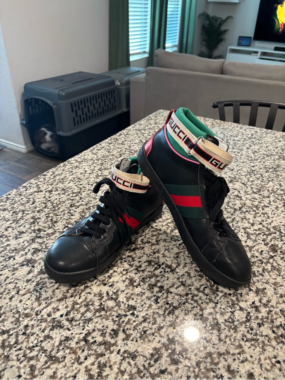Gucci Stripe Ace High-Top Sneakers | Black | 10.5-11 (44)